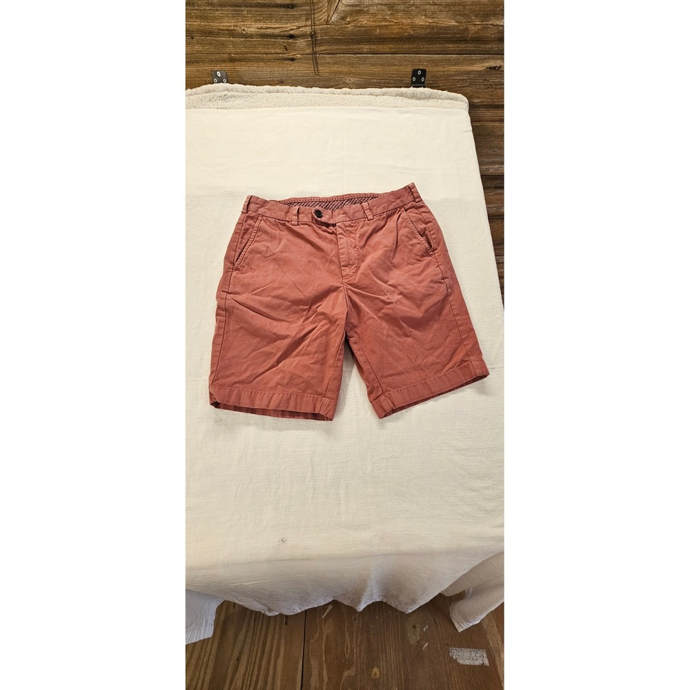 Brooks Brothers Mens Bermuda Shorts Size 34 Salmon Pink Coral 100% Cotton‎ Chino